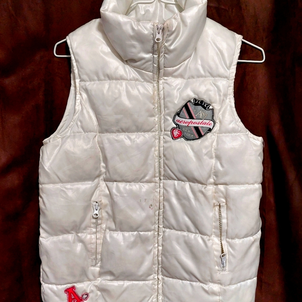 Aeropostale - Junior Girls White Zipper Coat Jacket Puffer Vest - S small - EUC